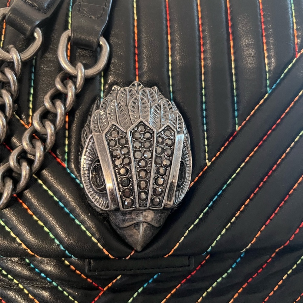 Kurt Geiger Black Quilted Shoulder Bag with Multicolor Stitching - Picture 7 of 10